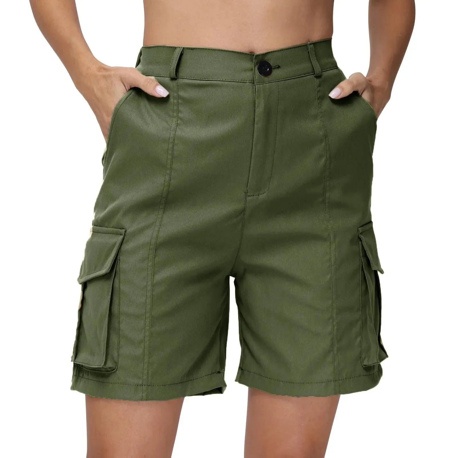 Women Summer Cargo Shorts Solid Casual Pockets Beach Short Pants Short Pants All Match Streetwear Bottoms