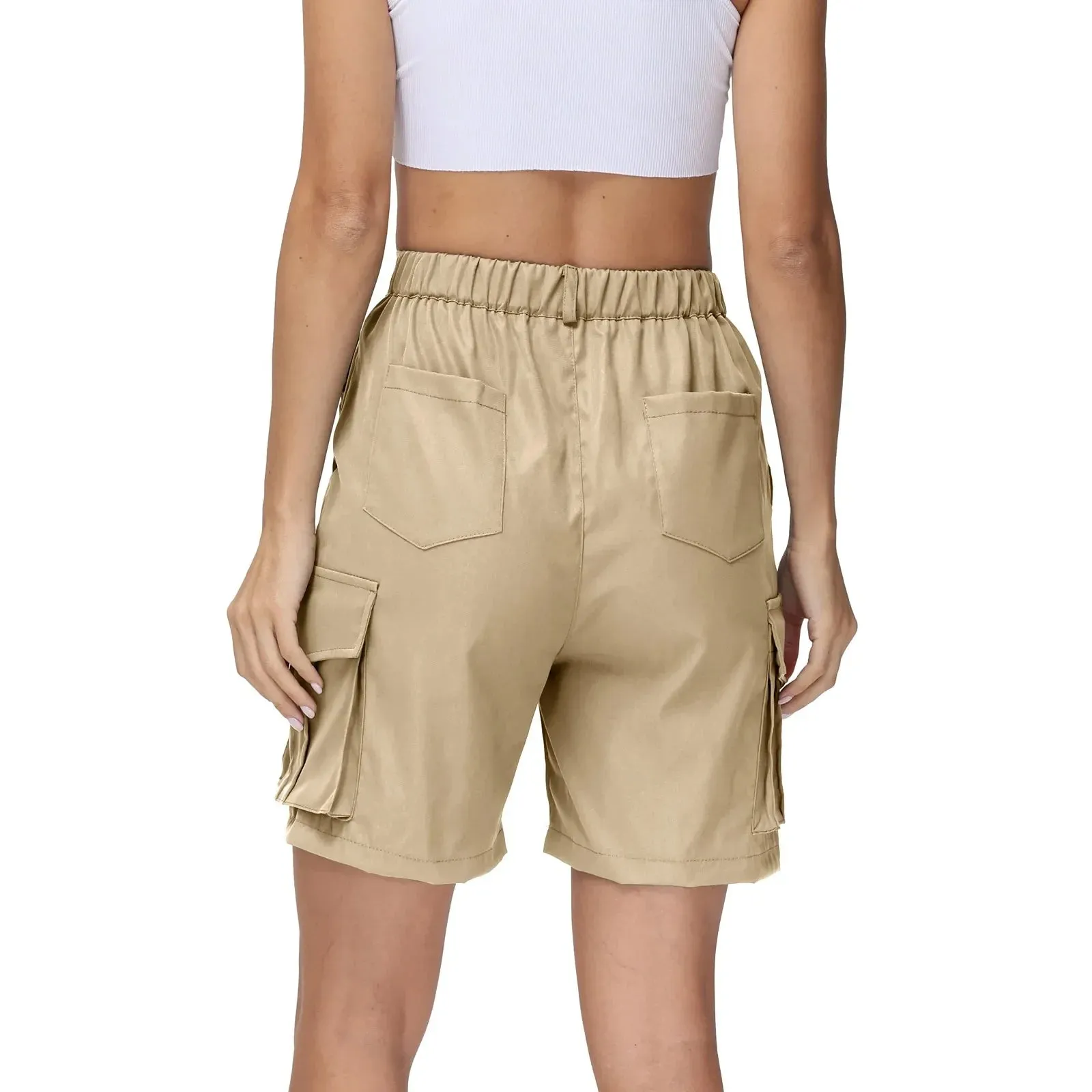 Women Summer Cargo Shorts Solid Casual Pockets Beach Short Pants Short Pants All Match Streetwear Bottoms