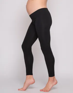 Women's Black Bamboo Under-Bump Maternity & Post natal Leggings - Seraphine