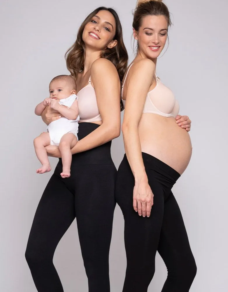 Women's Black Bamboo Under-Bump Maternity & Post natal Leggings - Seraphine