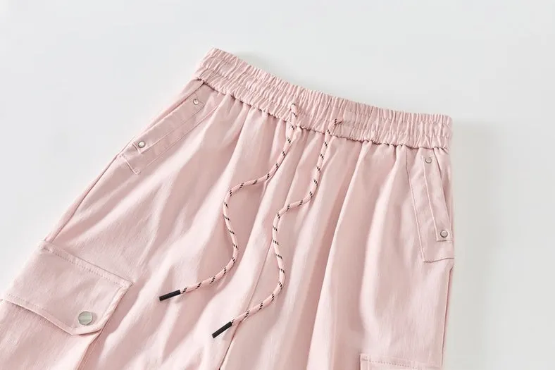 Women's Casual Drawstring Waisted Cargo Pants with Adjustable Cuffs