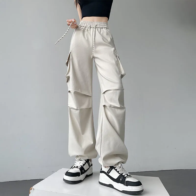Women's Casual Drawstring Waisted Cargo Pants with Adjustable Cuffs