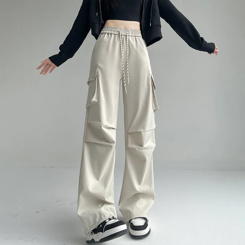 Women's Casual Drawstring Waisted Cargo Pants with Adjustable Cuffs