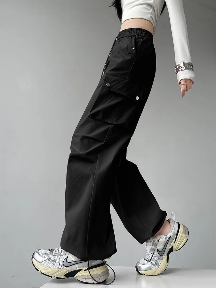 Women's Casual Drawstring Waisted Cargo Pants with Adjustable Cuffs