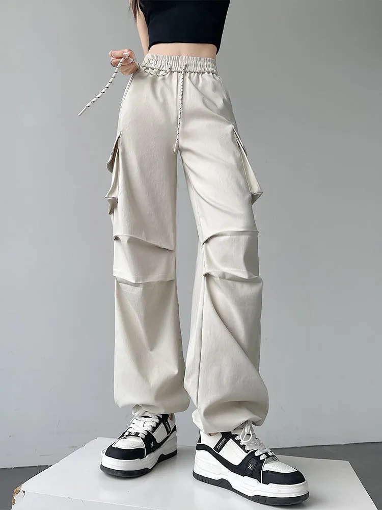 Women's Casual Drawstring Waisted Cargo Pants with Adjustable Cuffs