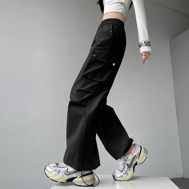 Women's Casual Drawstring Waisted Cargo Pants with Adjustable Cuffs