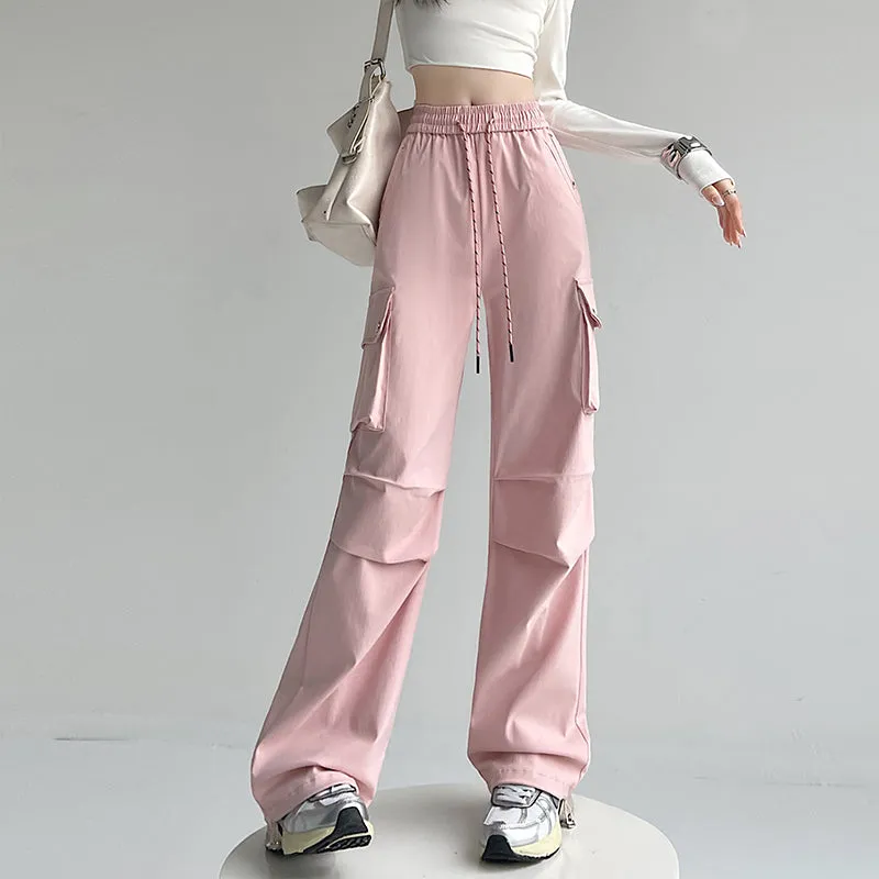 Women's Casual Drawstring Waisted Cargo Pants with Adjustable Cuffs