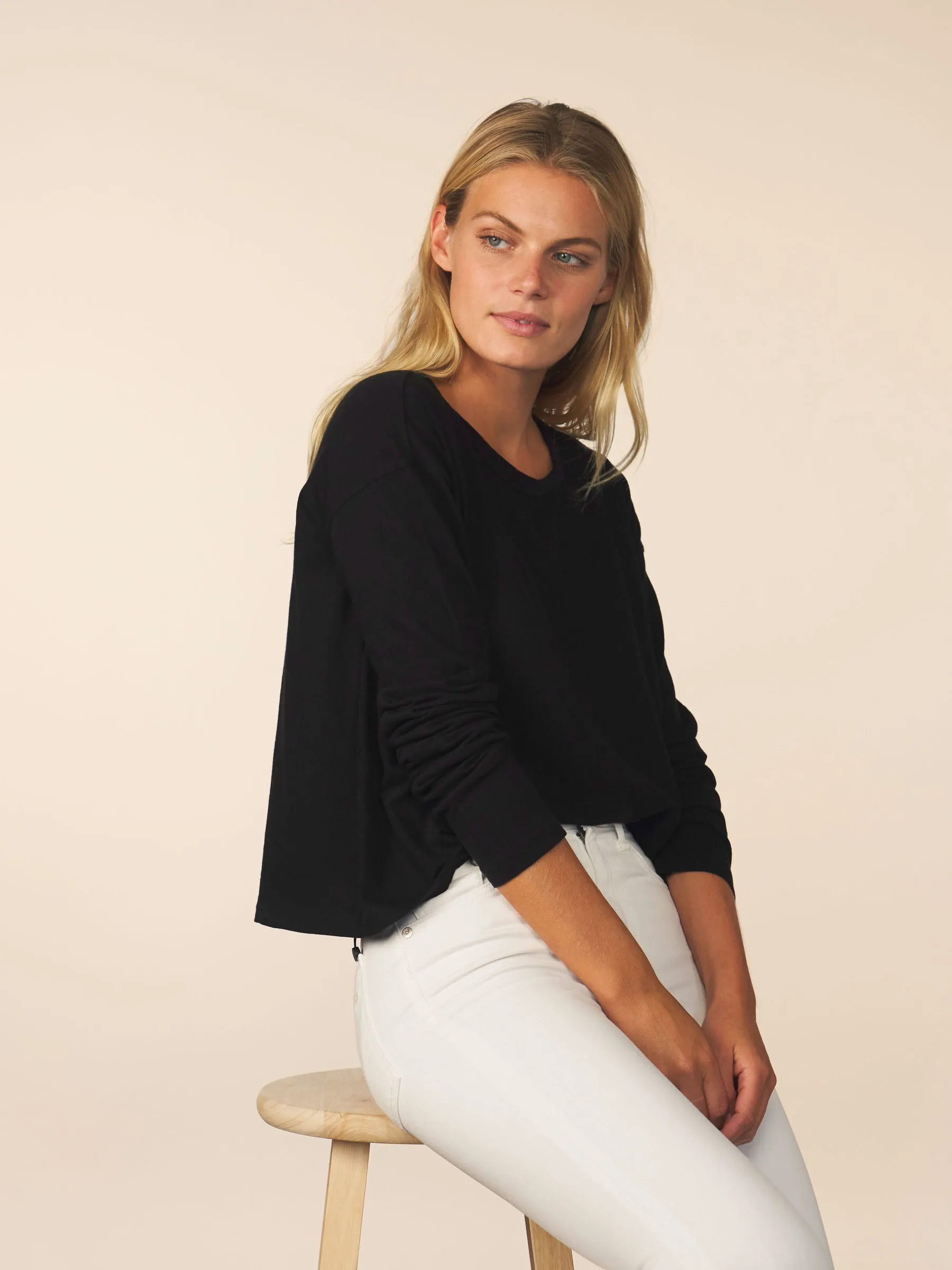 women’s cotton cashmere long sleeve - black