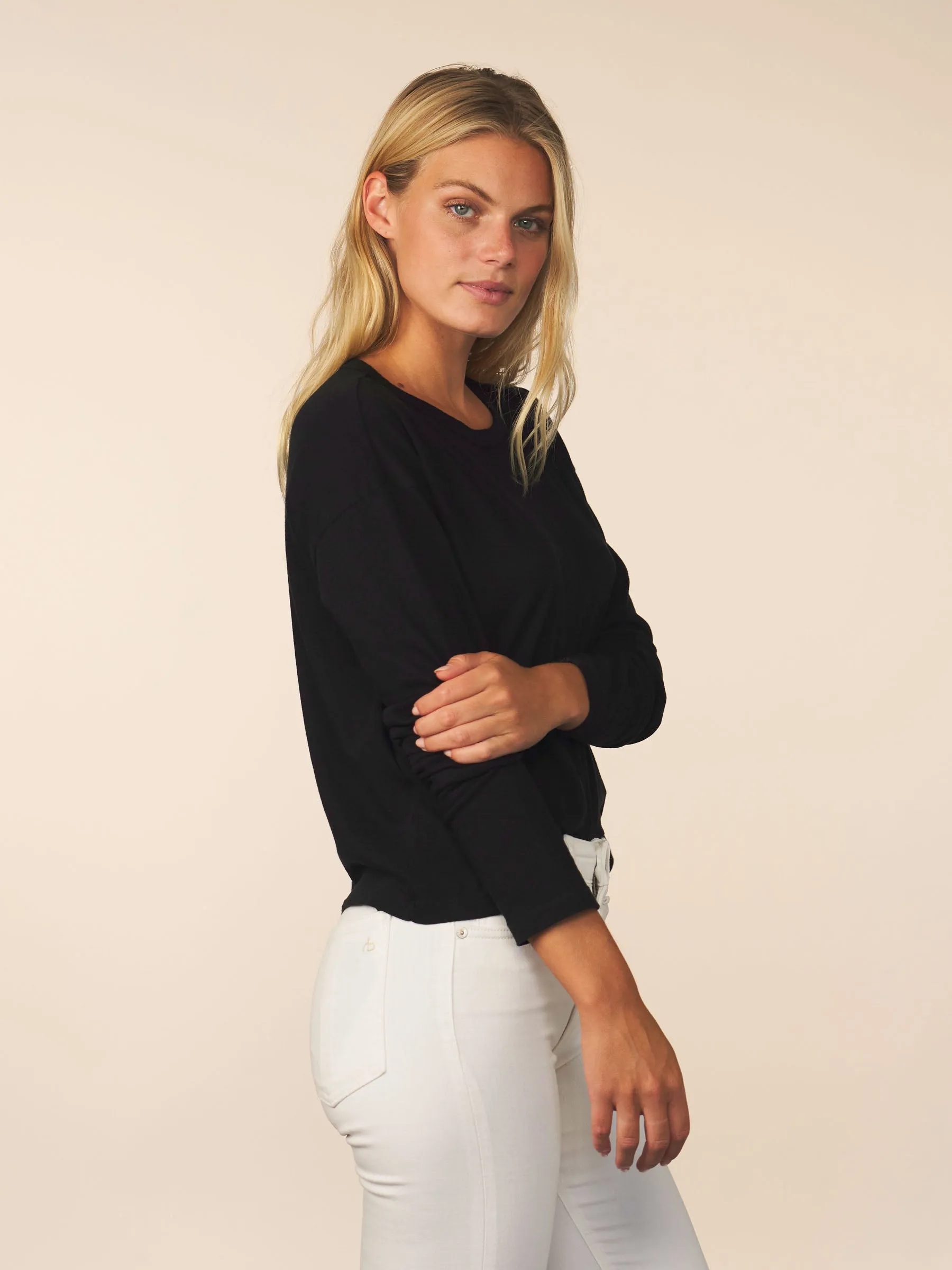 women’s cotton cashmere long sleeve - black