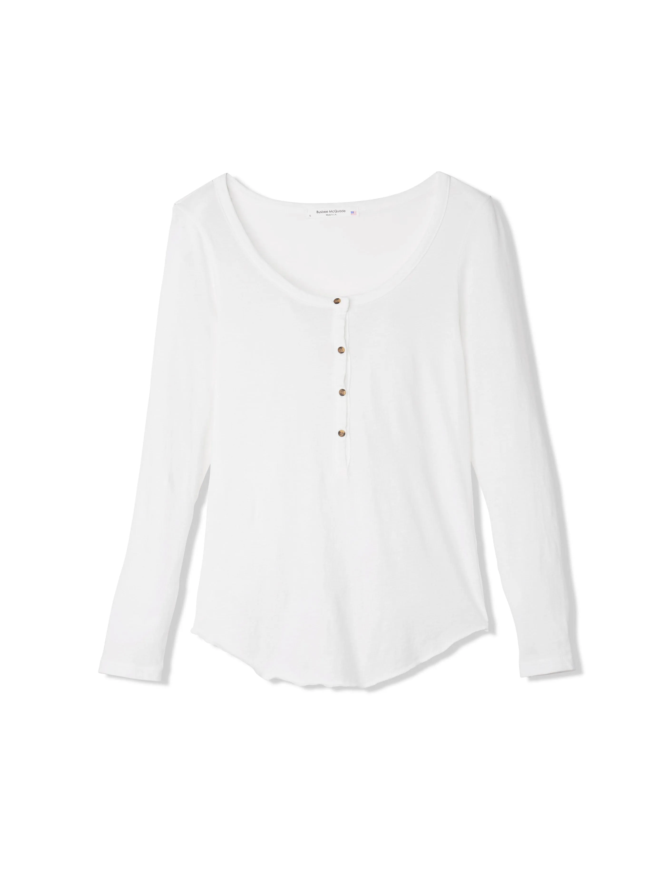 women’s cotton cashmere long sleeve henley - white