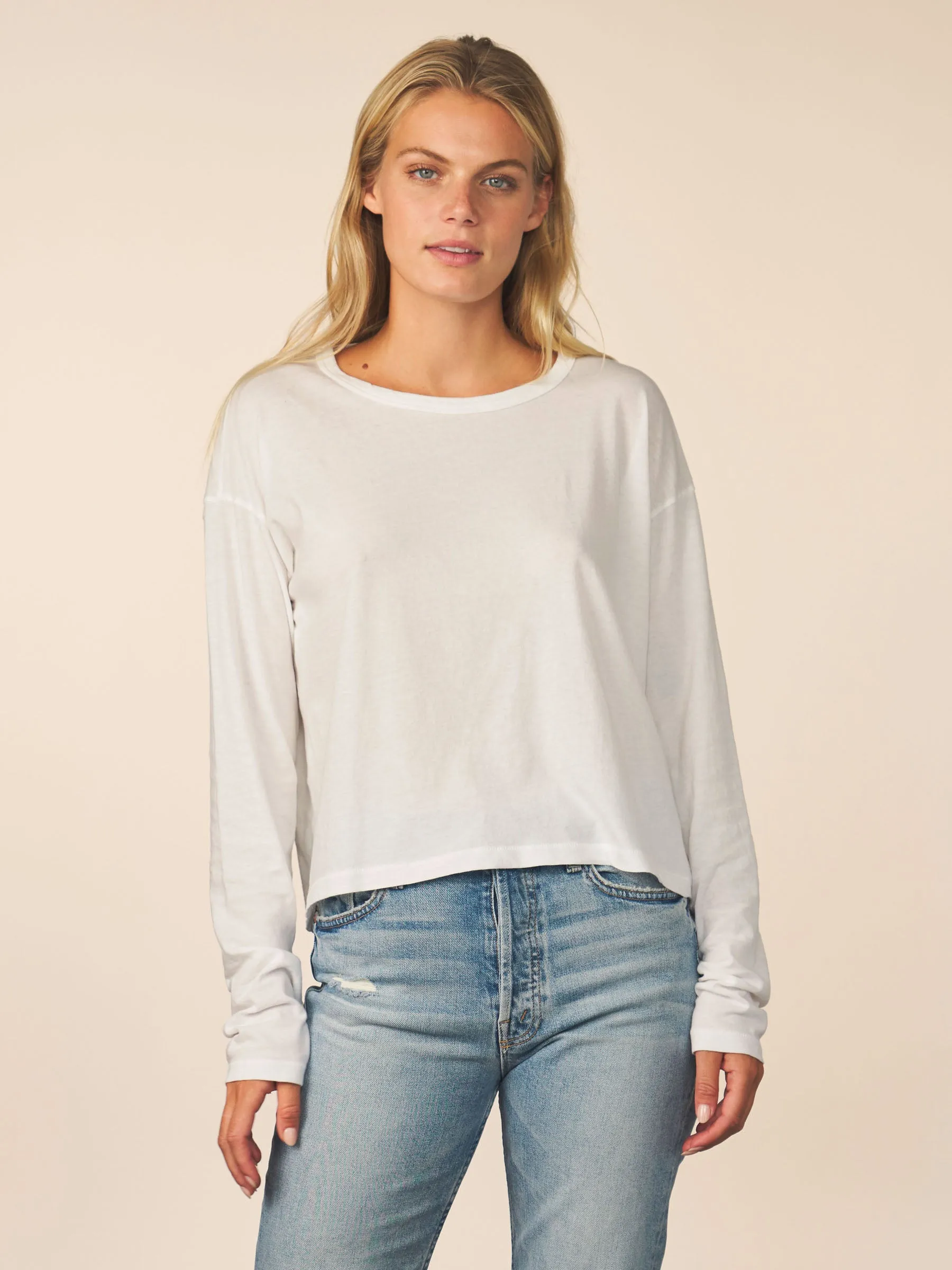 women’s cotton cashmere long sleeve - white