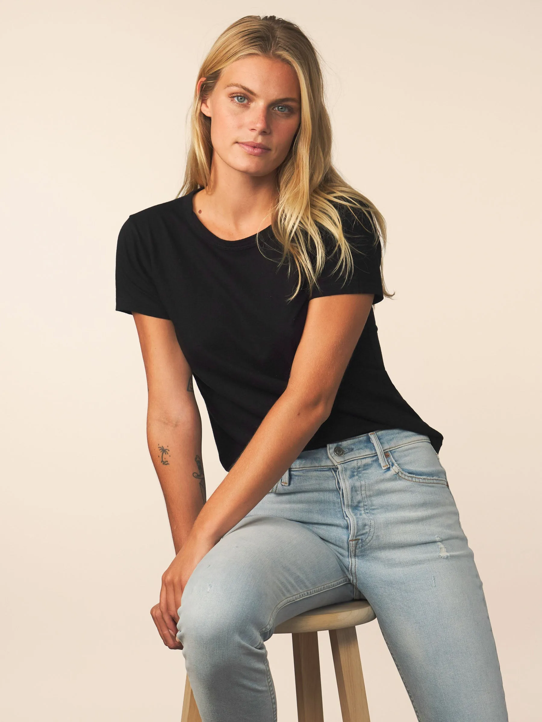 women’s cotton cashmere tee - black