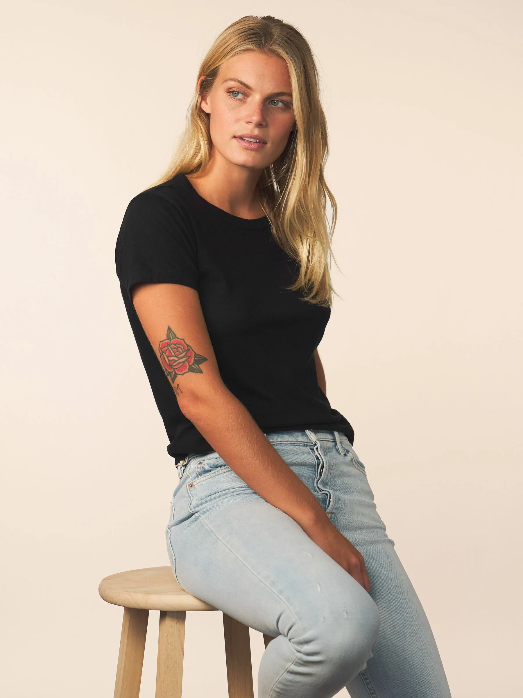 women’s cotton cashmere tee - black