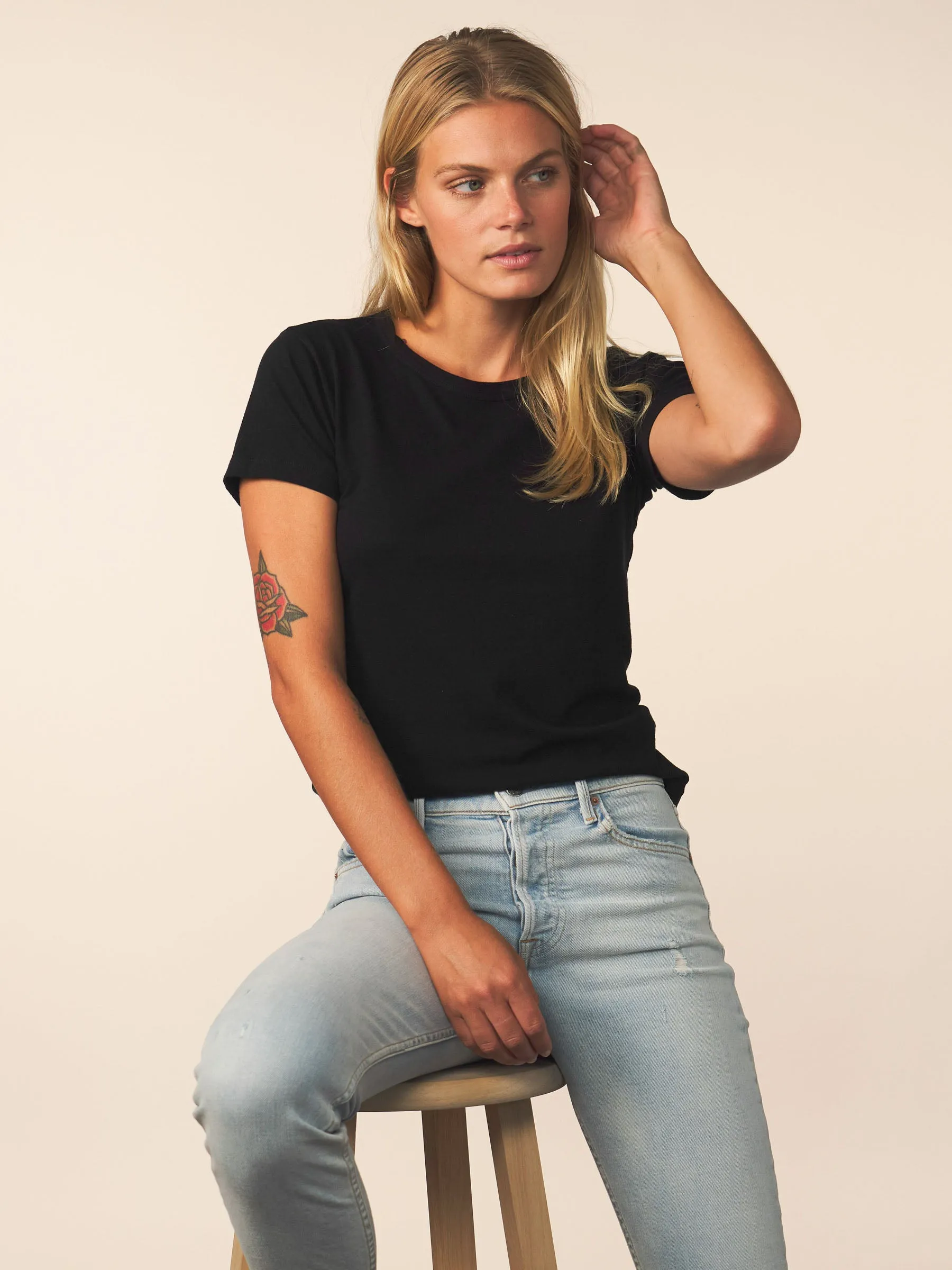 women’s cotton cashmere tee - black