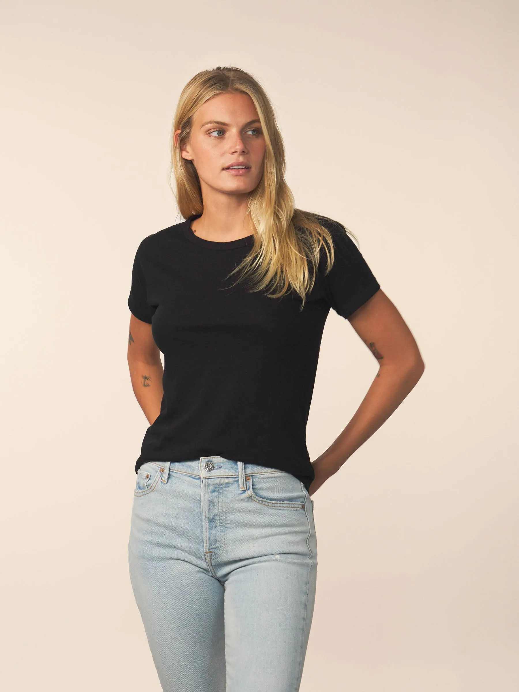 women’s cotton cashmere tee - black