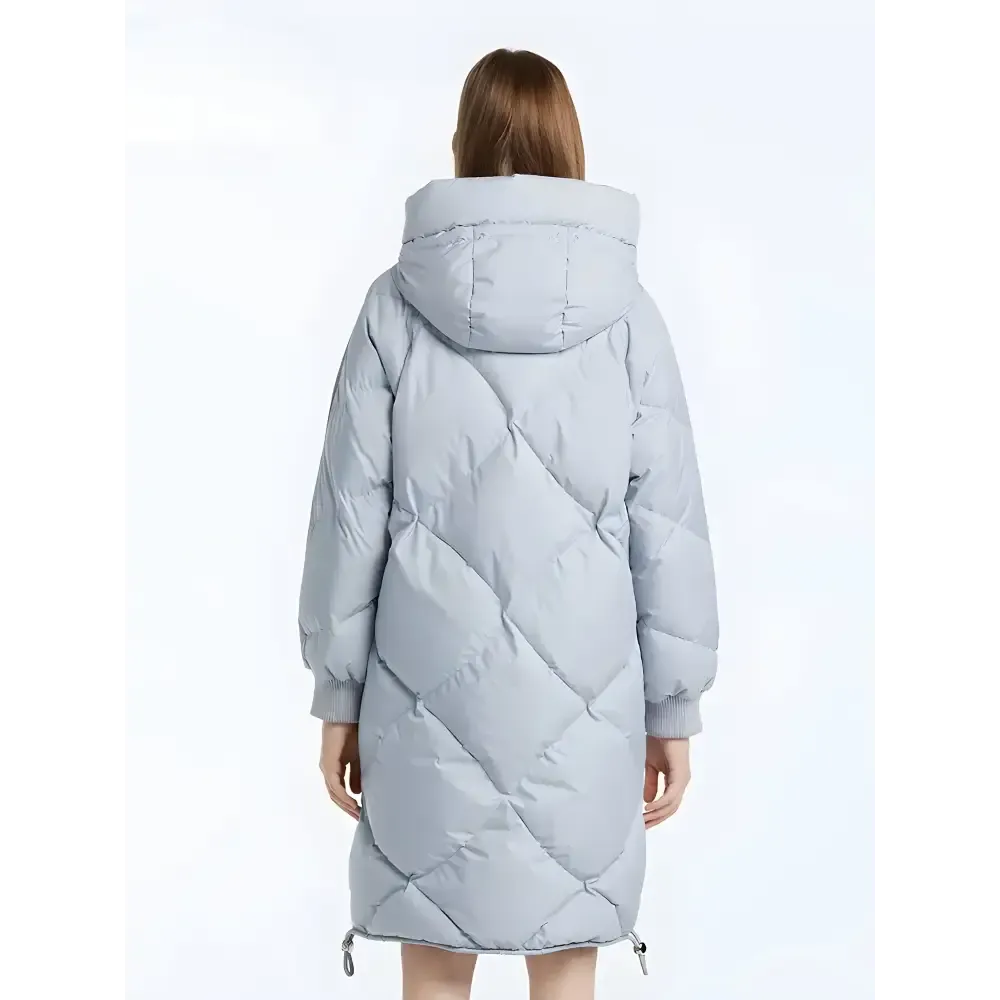 Women's High Neck Puffer Coat with Double Zip Fastening for Winter Warmth