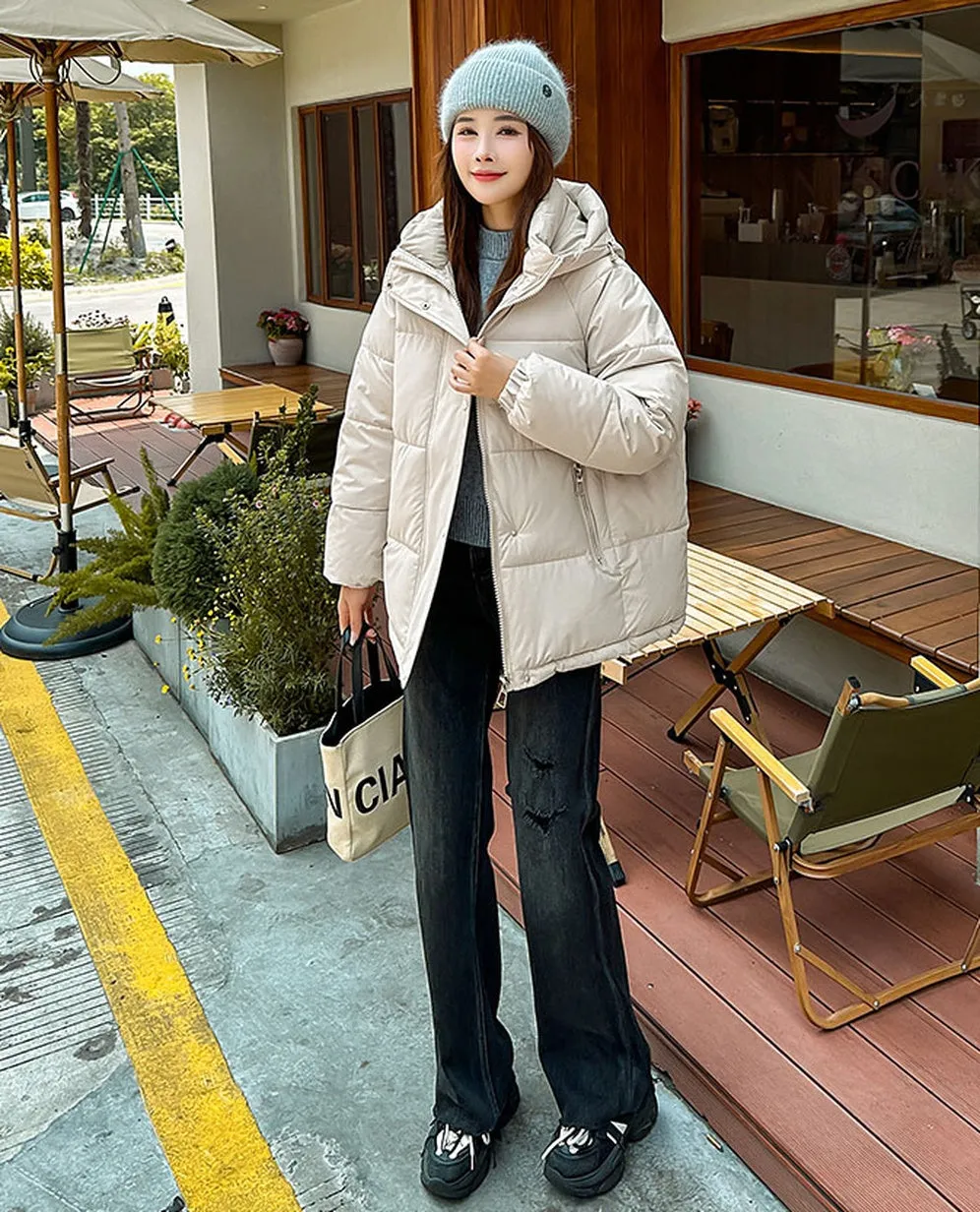 Women's Relaxed-fit Quilted Zip-Up Puffer Jacket