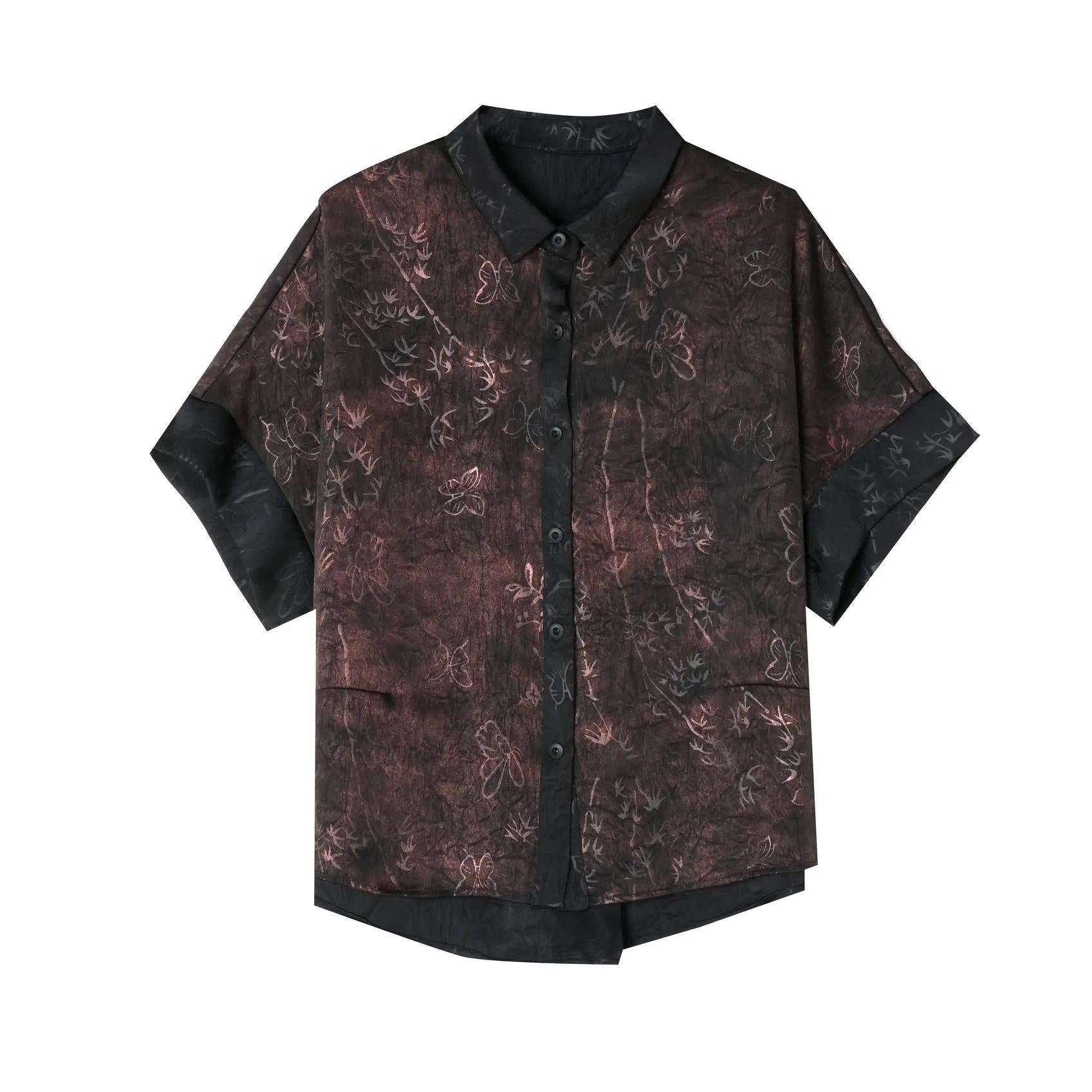 Women's Stylish Satin Shirt with Contrast Trim and Patch Pocket