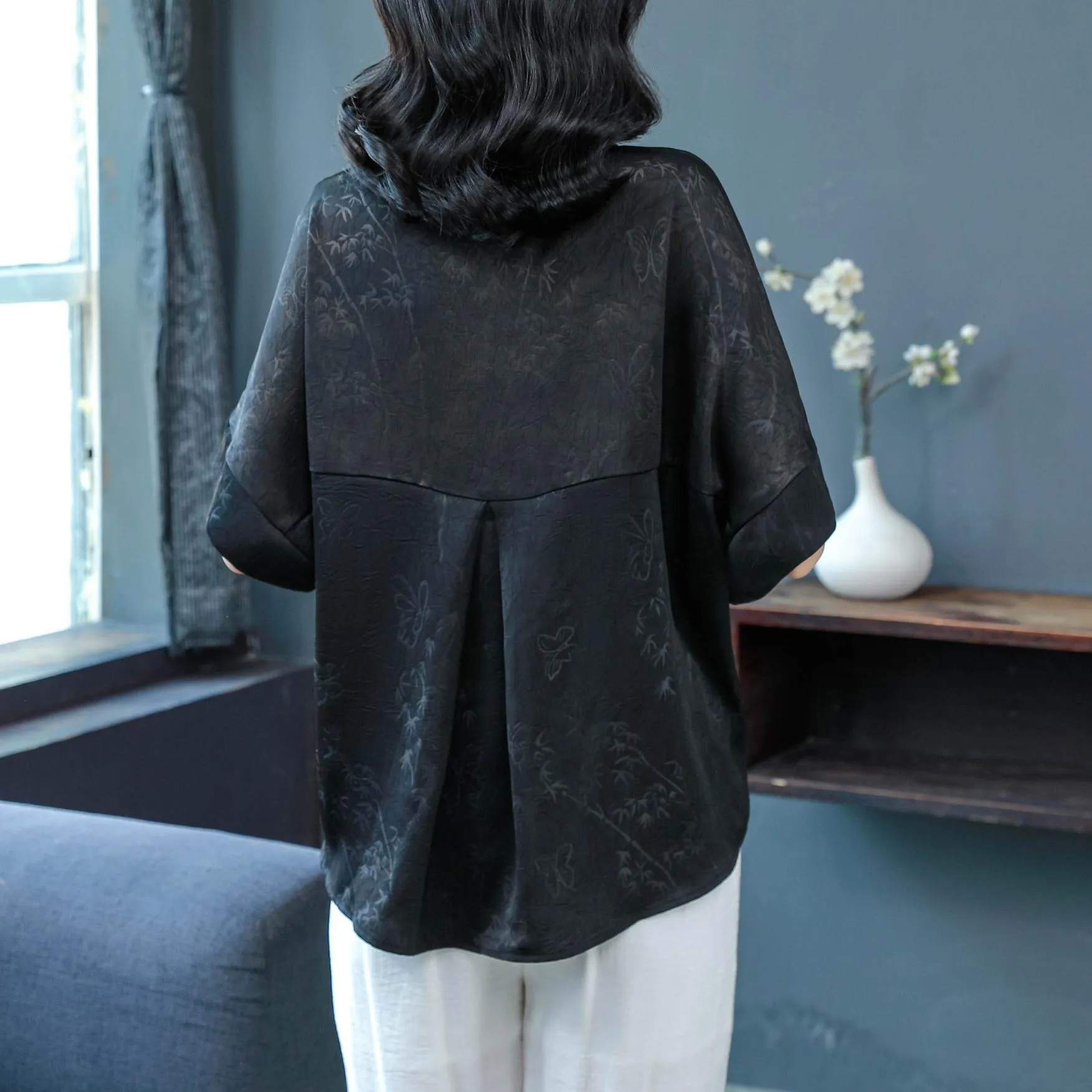 Women's Stylish Satin Shirt with Contrast Trim and Patch Pocket