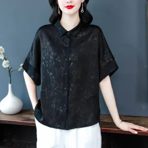 Women's Stylish Satin Shirt with Contrast Trim and Patch Pocket