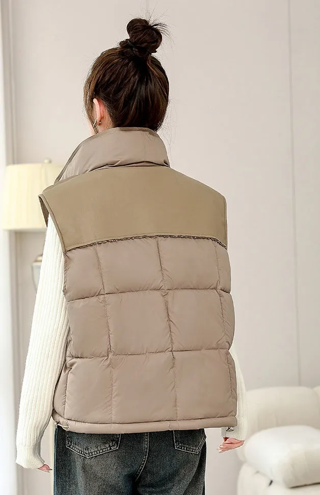 Women's Windproof and Water-resistant Quilted Puffer Vest