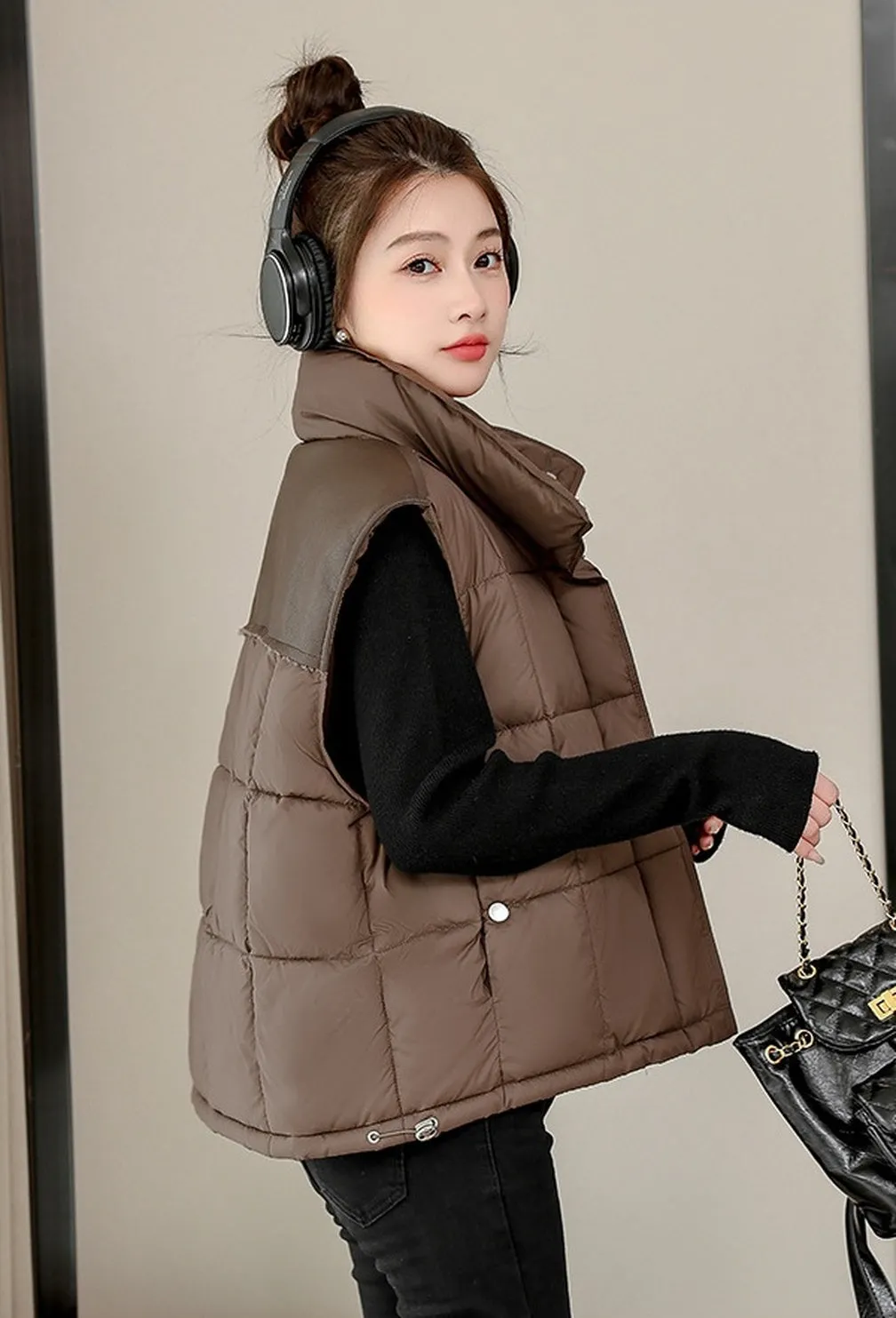 Women's Windproof and Water-resistant Quilted Puffer Vest