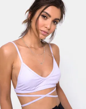 Wrap Around Bralet in Rib Lilac
