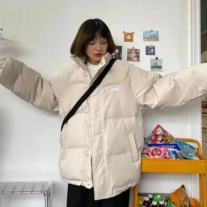 Y2K-Inspired High-Neck Puffer with Button Fastening and Twin Pockets