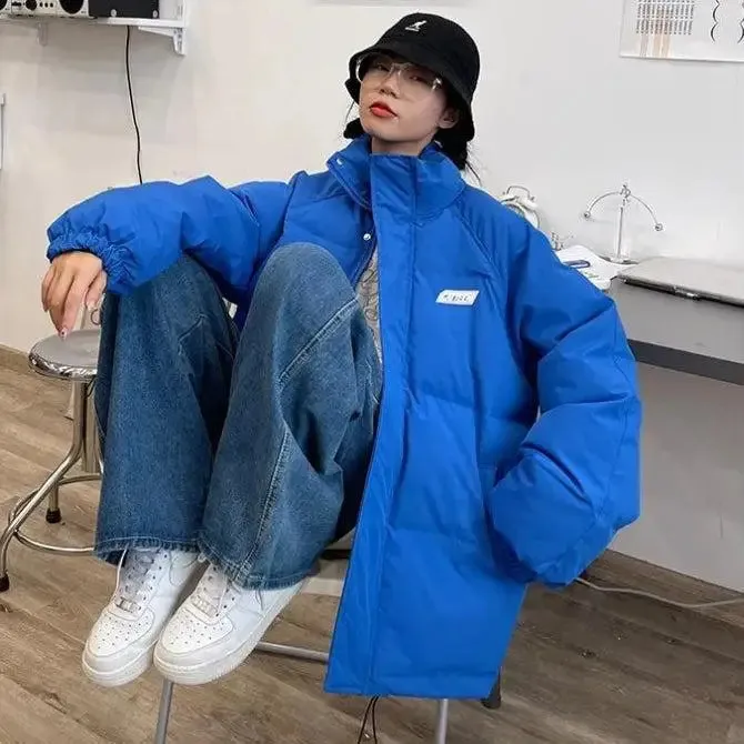 Y2K-Inspired High-Neck Puffer with Button Fastening and Twin Pockets