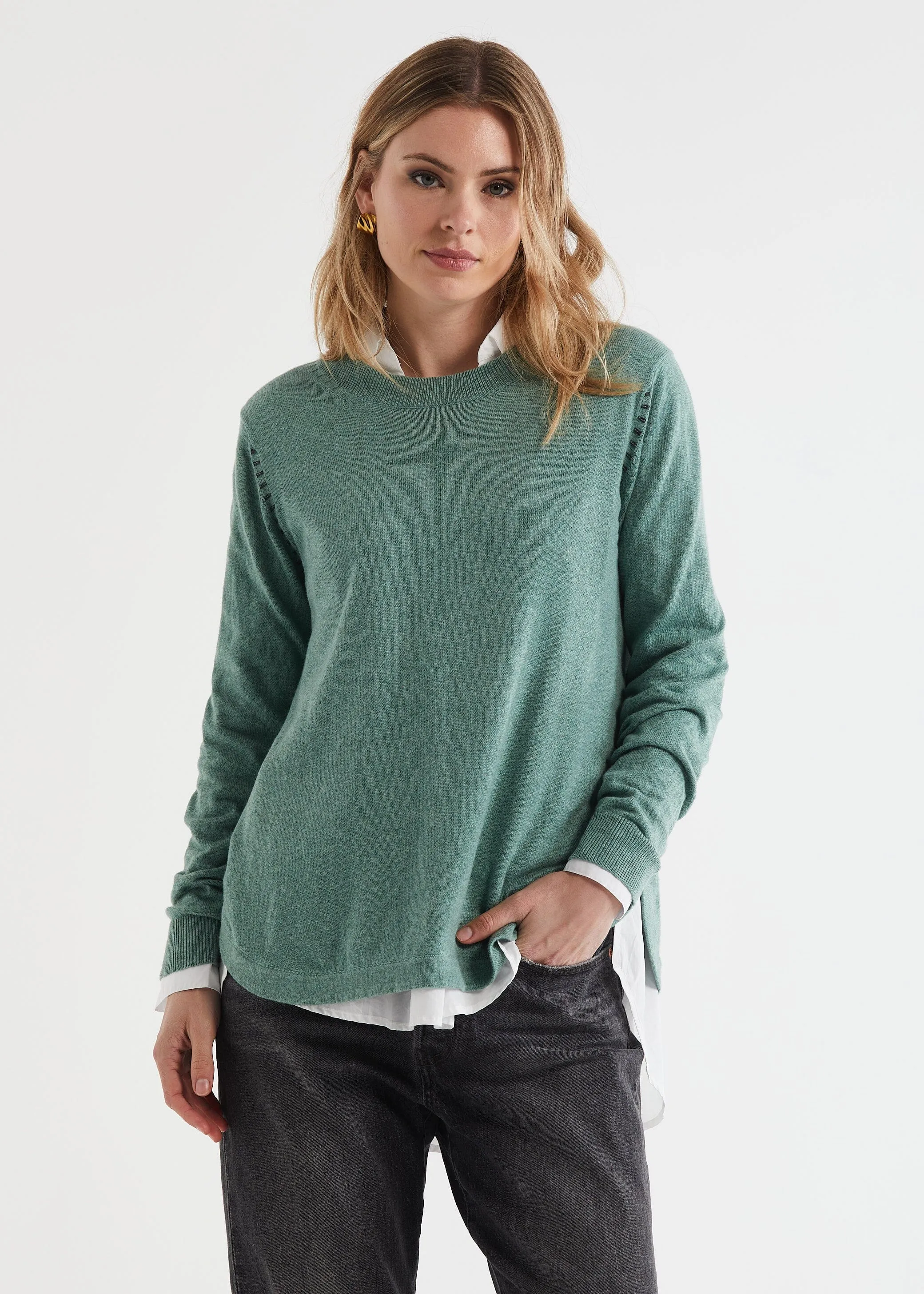 ZAKET & PLOVER Essential Shirt Bottom Knit - Moss