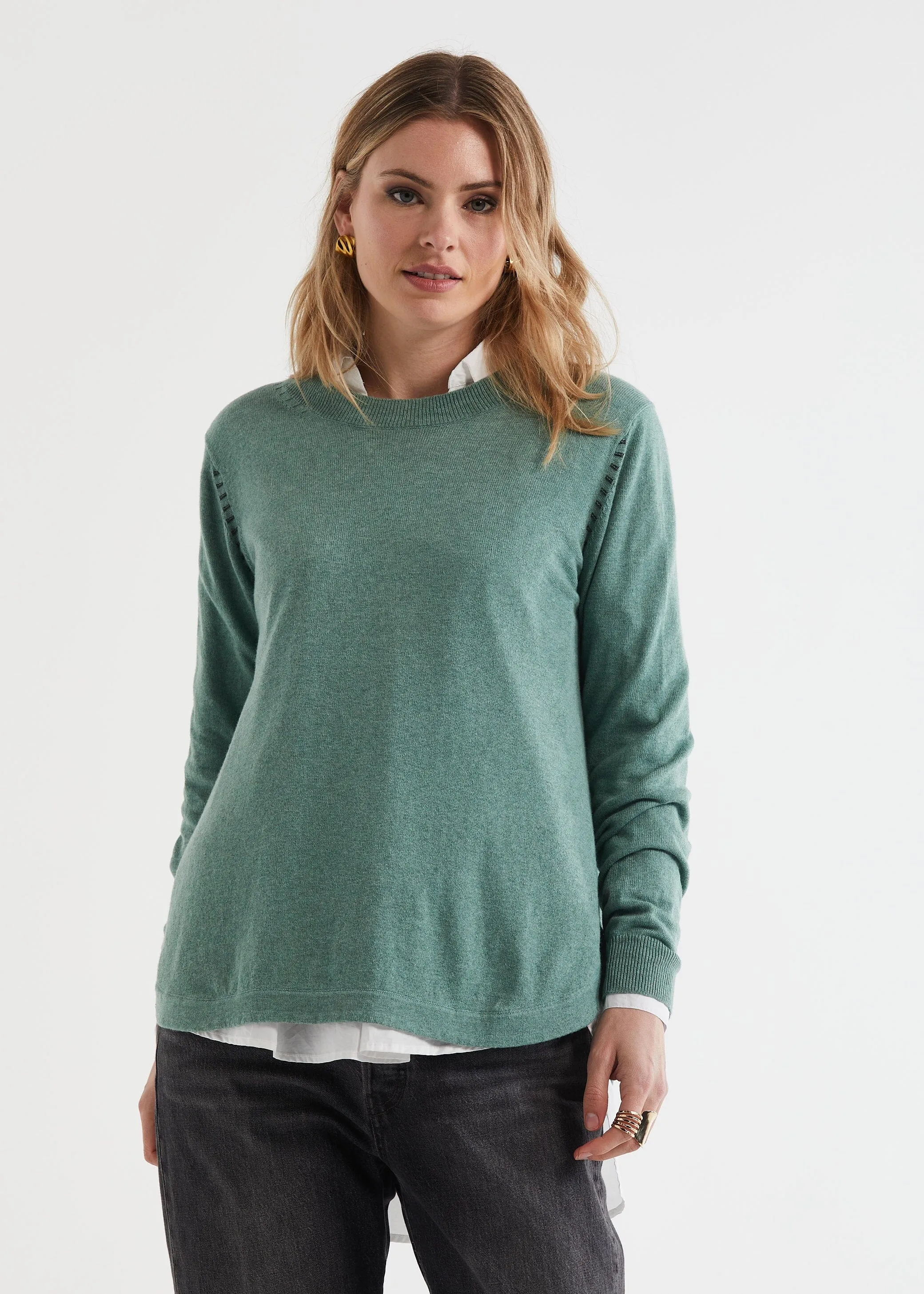ZAKET & PLOVER Essential Shirt Bottom Knit - Moss
