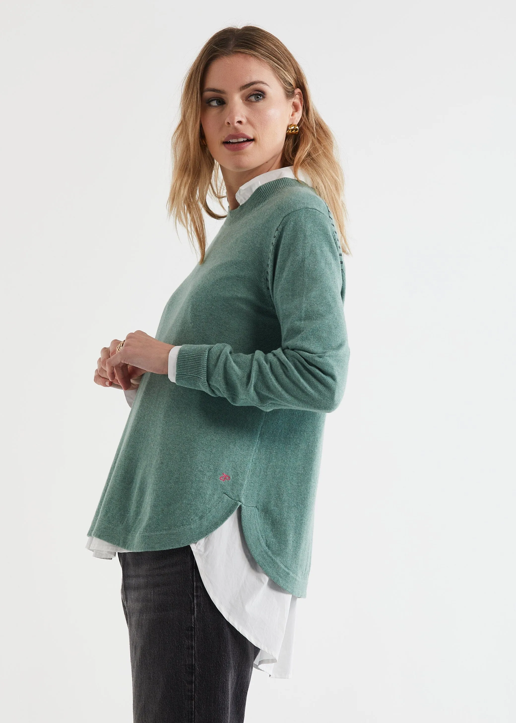 ZAKET & PLOVER Essential Shirt Bottom Knit - Moss
