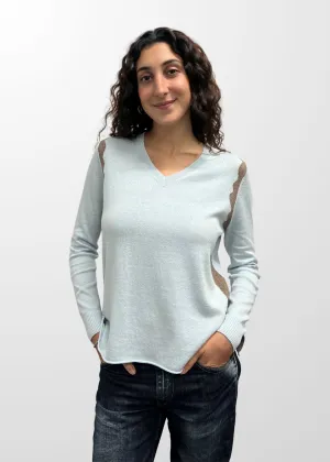 ZAKET & PLOVER Zest Intarsia V Jumper - Sea