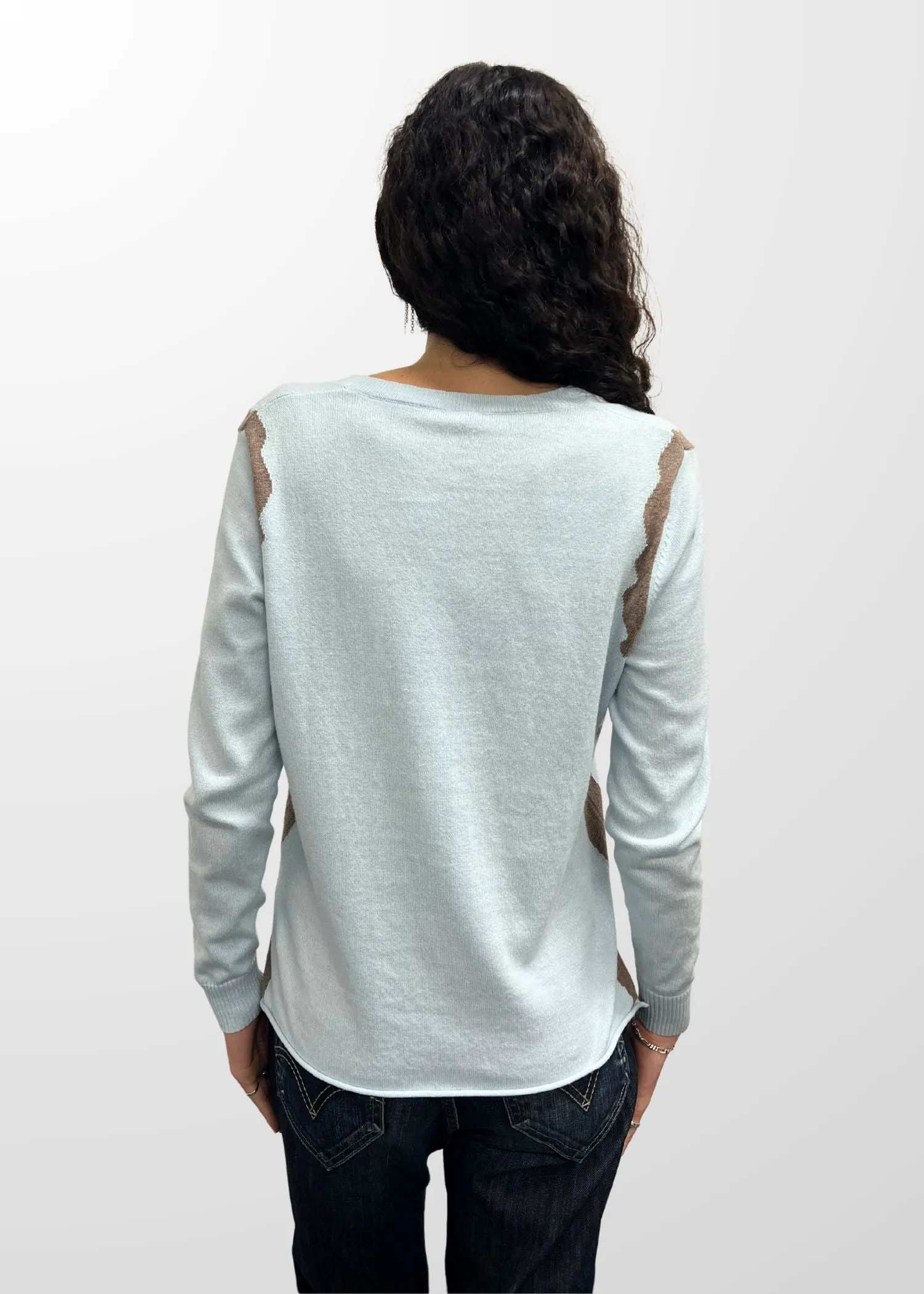 ZAKET & PLOVER Zest Intarsia V Jumper - Sea