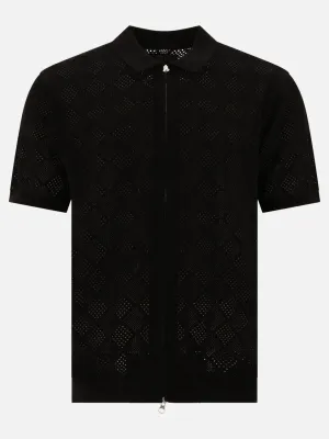 Zip knit mesh polo shirt