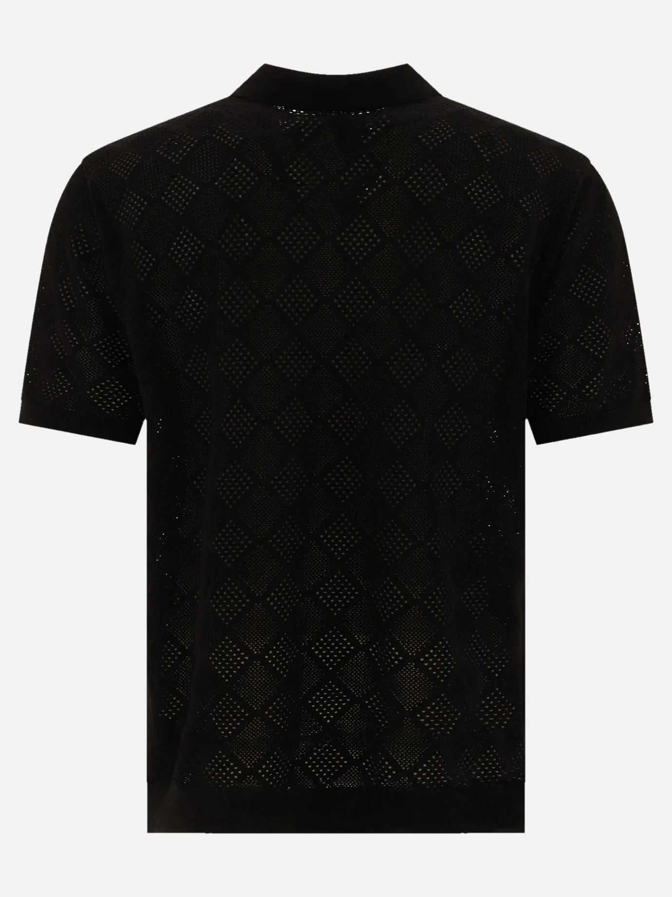 Zip knit mesh polo shirt
